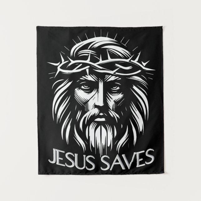 Tenture Jesus Saves - Art chrétien audacieux (Devant)