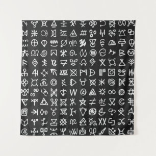 Tenture Jeu de symboles rune les lettres police. Ancien oc