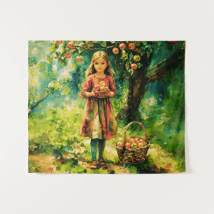 Tenture Jeune fille dans un Apple Orchard