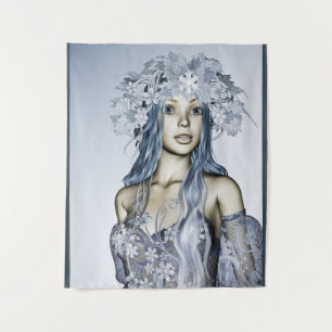 Tenture Jeune fille de neige bleue Portrait Fantastique d'