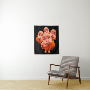 Tenture Jeune moine mignon robe orange minimaliste 