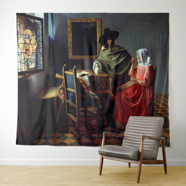 Tenture Johannes Vermeer - Le verre du vin (En situation (horizontale))
