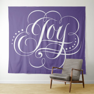 Tenture JOIE Calligraphie Lettres violet Ultra Violet viol