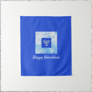 Tenture Joli bleu Menorah Hanoukka