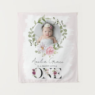 Tenture Joli Blush Floral ONE First Birthday Photo bébé