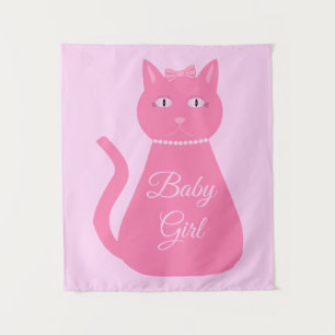 Tenture Joli chat fille rose sur mesure