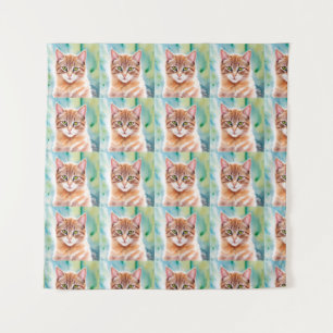 Tenture Joli chat orange