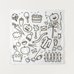 Tenture Joli Doodle Halloween Motif sans couture, Hallowee