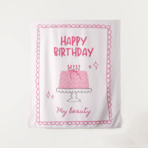 Joli gâteau d'anniversaire rose "Joyeux Anniversai