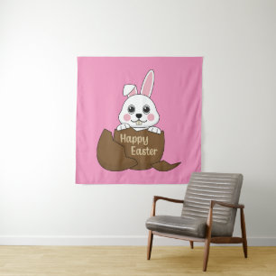 Tenture Joli lapin blanc dans un oeuf au chocolat Joyeux P