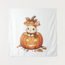 Joli lapin citrouille d'Halloween - Lapin d'automn