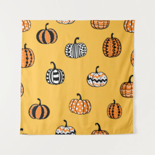 Tenture Joli motif sans couture de citrouille dessiné à la