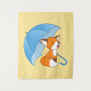 Tenture Joli Petit Renard dormant sous parapluie