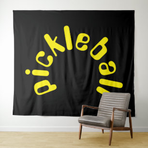 Tenture Joli texte jaune vif et incurvé sur fond noir cool