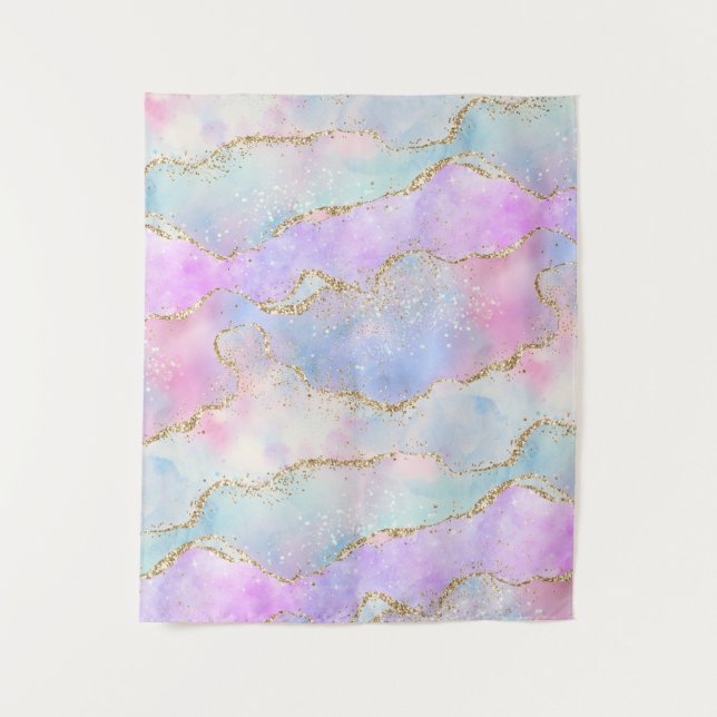 Tenture Jolie agate pastel | Aquarelle à veinure de paille (Devant)