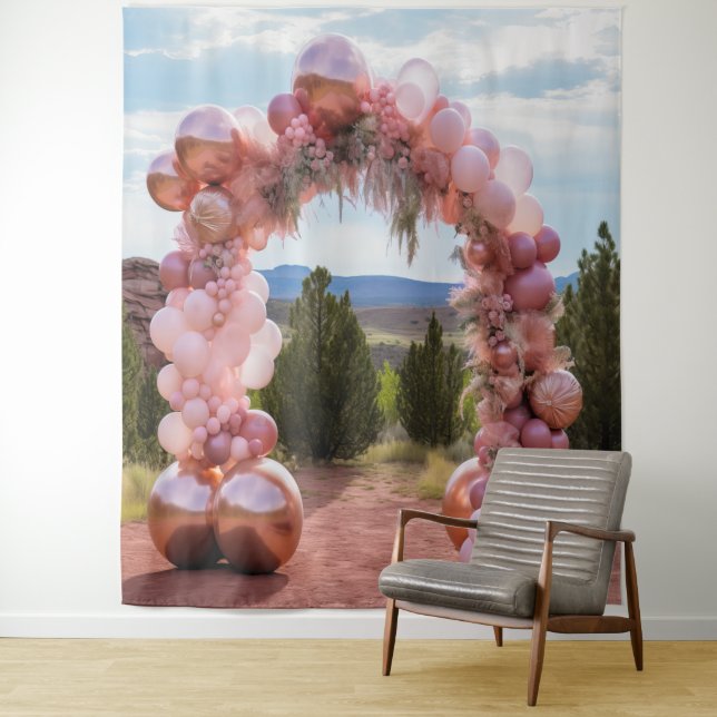 Tenture Jolie Arche Pastel rose Balloon pendante (En situation)