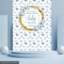 Jolie bannière de baby shower or aux fleurs pastel