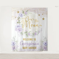 Jolie Lune Étoiles Fleur Violet Bienvenue Bébé Fil