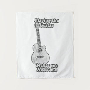 Tenture Jouer à la guitare me rend génial. noir & blanc