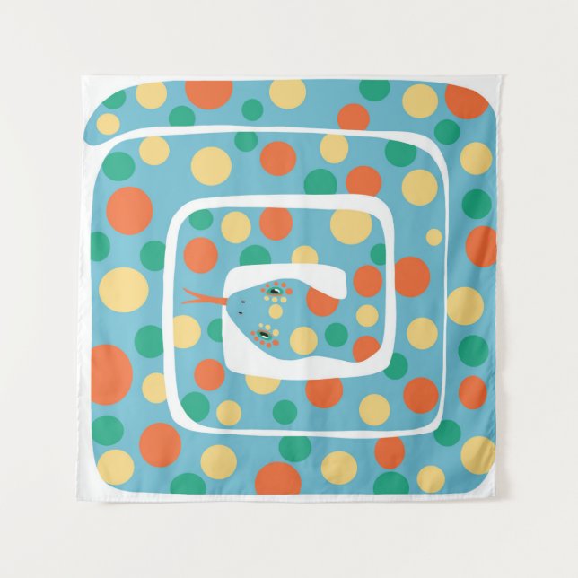Tenture Jouer Polka Dot Bleu Et Orange Serpent Abstrait (Devant)