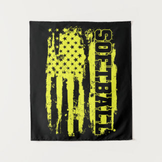 Tenture Joueur Softball American Flag