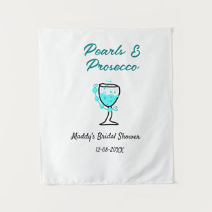 Tenture Journée de mariage perles et prosecco nom bleu noi