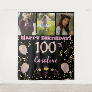 Tenture Joyeuse 100e Anniversaire Rose Parties scintillant