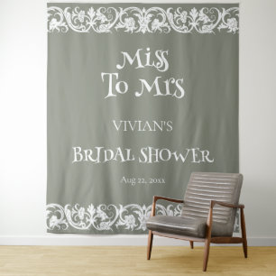 Tenture Joyeuse Baby Shower Minimaliste Vert Sauge