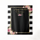 Joyeuse retraite fond floral rayures noir et blanc