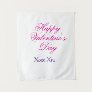 Tenture Joyeuse Saint-Valentin rose violet xoxo amour nom