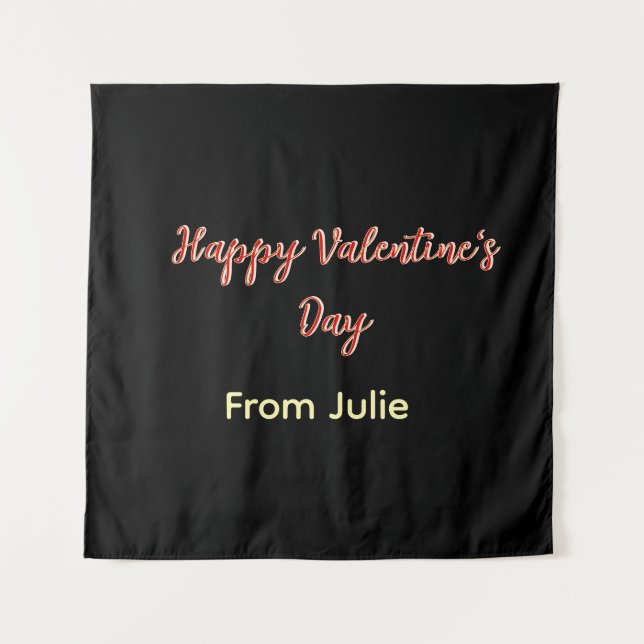 Tenture Joyeuse Saint-Valentin rouge noir de nom stylé  (Devant)