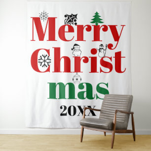 Tenture Joyeuse typographie de Noël et éléments vintages