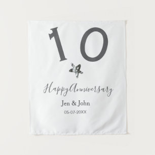 Tenture Joyeux 10e anniversaire nom date étoile métal gris