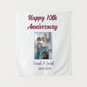 Tenture Joyeux 10e anniversaire photo couple nom d