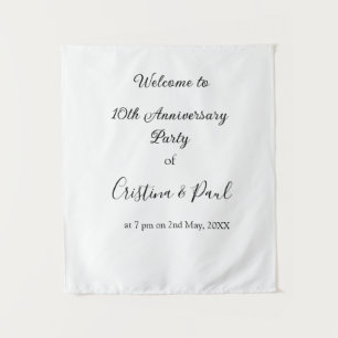 Tenture Joyeux 10ème anniversaire de mariage simple nom mi