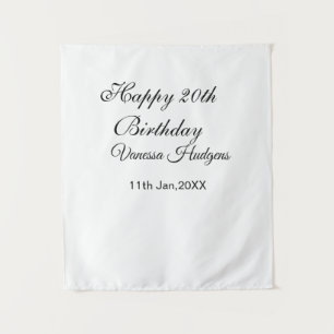 Tenture Joyeux 20e anniversaire nom date simple minimal
