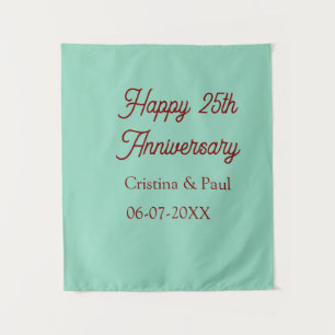 Tenture Joyeux 25e anniversaire vert mauve pastel boho rét