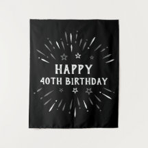 Joyeux 40e anniversaire feux d'artifice noir blanc