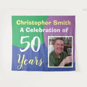 Tenture Joyeux 50e Anniversaire avec Photo