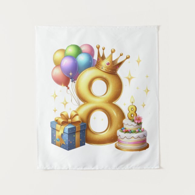 Tenture Joyeux 8e Anniversaire (Devant)