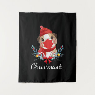 Tenture Joyeux Amoureux des chiens de Noël Bulldog portant