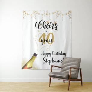 Tenture Joyeux anniversaire À # ANS Fond noir or doré