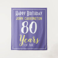 Joyeux Anniversaire avec Nom & Âge 80 Ans Tapisser