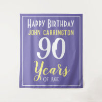 Joyeux Anniversaire avec Nom & Âge 90 Ans Tapisser