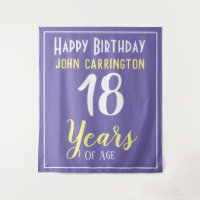 Joyeux anniversaire avec nom et âge 18 ans Tapisse