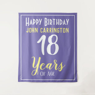 Tenture Joyeux anniversaire avec nom et âge 18 ans Tapisse