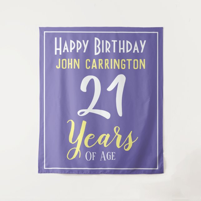 Tenture Joyeux anniversaire avec nom et âge 21 ans Tapisse (Devant)