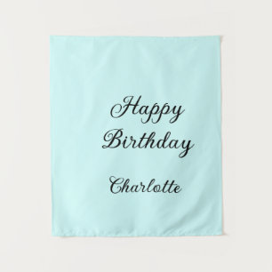 Tenture Joyeux anniversaire fond bleu nom stylé élégant