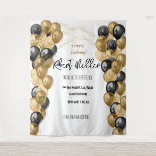 Tenture Joyeux anniversaire Modèle Black Gold - Transparen