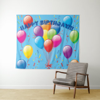 Tenture Joyeux Balloon d'anniversaire avec fond et bannièr